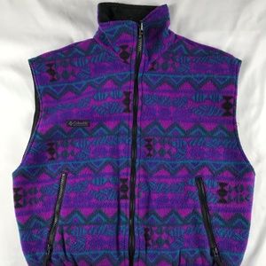 VTG COLUMBIA Womens Medium Aztec Fleece Vest